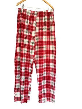 ED- MENS PLAID FLEECE ELASTIC WAIST STRAIGHT LEG PAJAMAS BOTTOMS SIZE X-LARGE